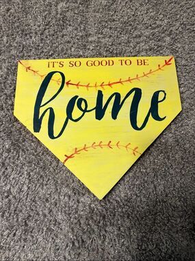 Yellow "Home" Baseball Home Plate Wall Sign